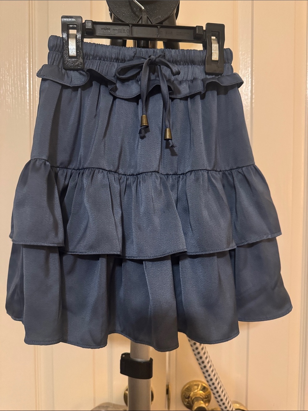 Girls' Navy Ruffle Tiered Skirt with Drawstring Waist